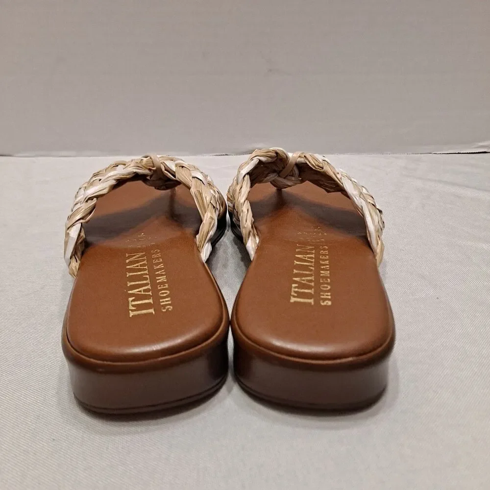 Italian Shoemakers Women's Braided Thong Sandals Size 7 Beige
